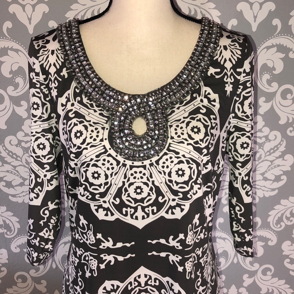 Grey & White Rhinestone INC Dress